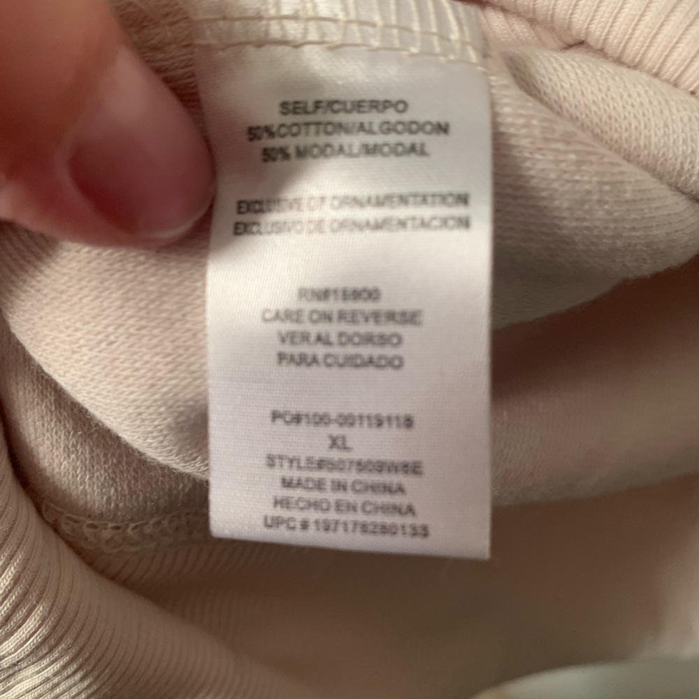 Democracy Long Blouson Sleeve Die Cut Embroidered Soft Sweatshirt, Ivory - Picture 6 of 10